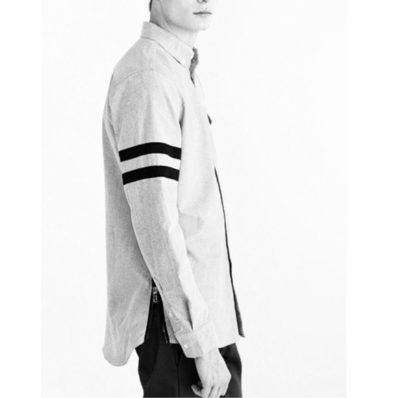 Varsity Stripe Button Down Shirt, L - Picture 7 of 8